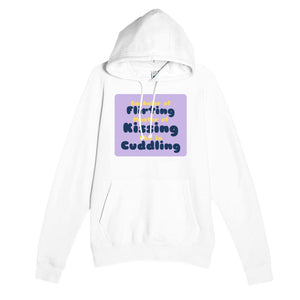 Bachelor of Flirting / Master of Kissing / PhD in Cuddling — funny white unisex hoodie