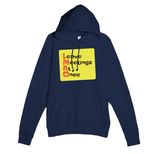 Leave Meetings At Once — funny navy unisex hoodie