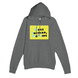 Dogs Instead, No Kids — funny graphite heather unisex hoodie