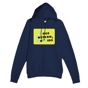 Dogs Instead, No Kids — funny navy unisex hoodie