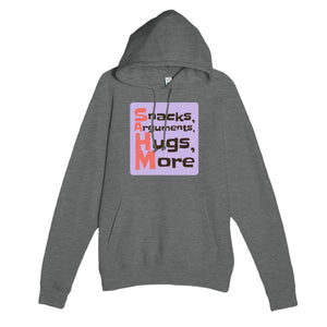 Snacks, Arguments, Hugs, More — funny graphite heather unisex hoodie