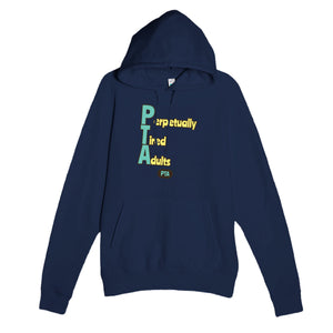 Perpetually Tired Adults — funny navy unisex hoodie