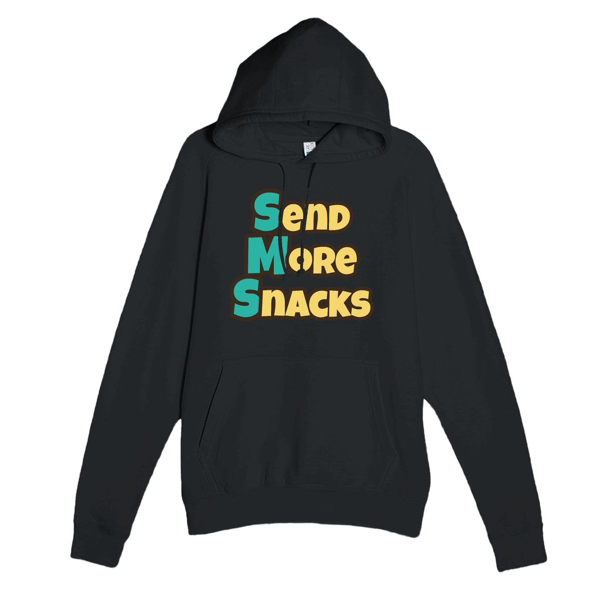 Send More Snacks — funny black unisex hoodie