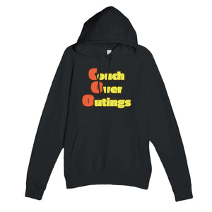 Couch Over Outings — funny black unisex hoodie