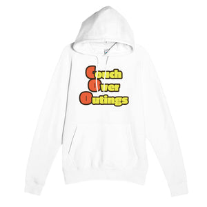 Couch Over Outings — funny white unisex hoodie