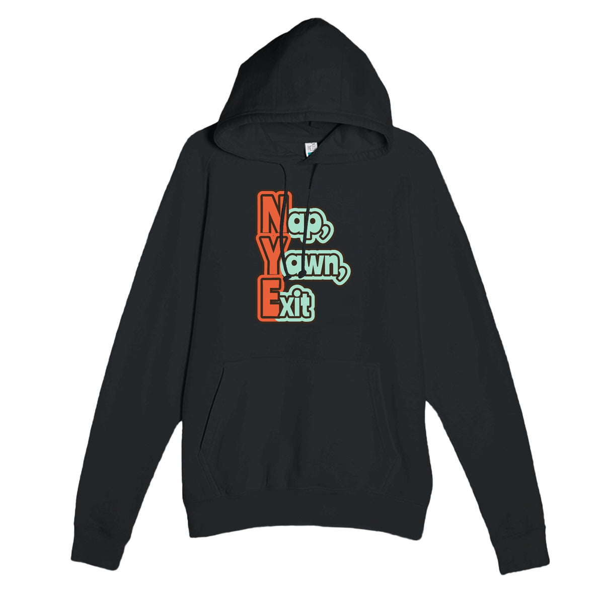 Nap, Yawn, Exit — funny black unisex hoodie