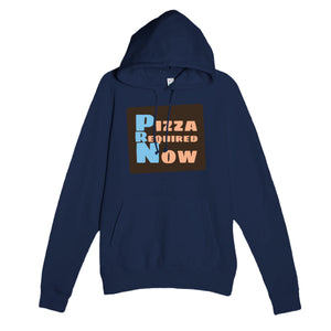 Pizza Required Now — funny navy unisex hoodie