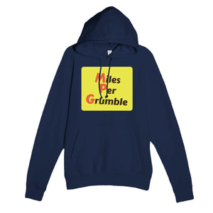 Miles Per Grumble — funny navy unisex hoodie