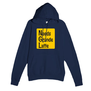 Needs Grande Latte — funny navy unisex hoodie