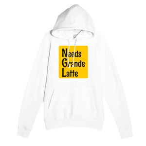 Needs Grande Latte — funny white unisex hoodie