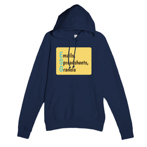 Emails, Spreadsheets, Granola — funny navy unisex hoodie