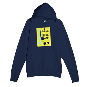 Refresh, Obsess, Adjust, Sigh — funny navy unisex hoodie