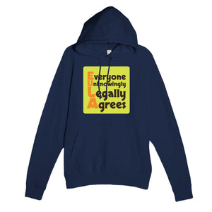 Everyone Unknowingly Legally Agrees — funny navy unisex hoodie