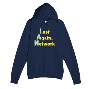 Lost Again, Network — funny navy unisex hoodie