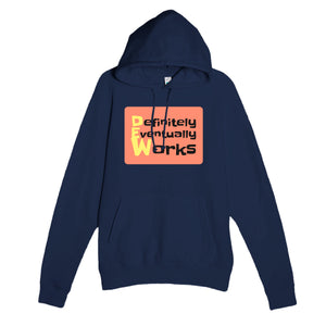 Definitely Eventually Works — funny navy unisex hoodie