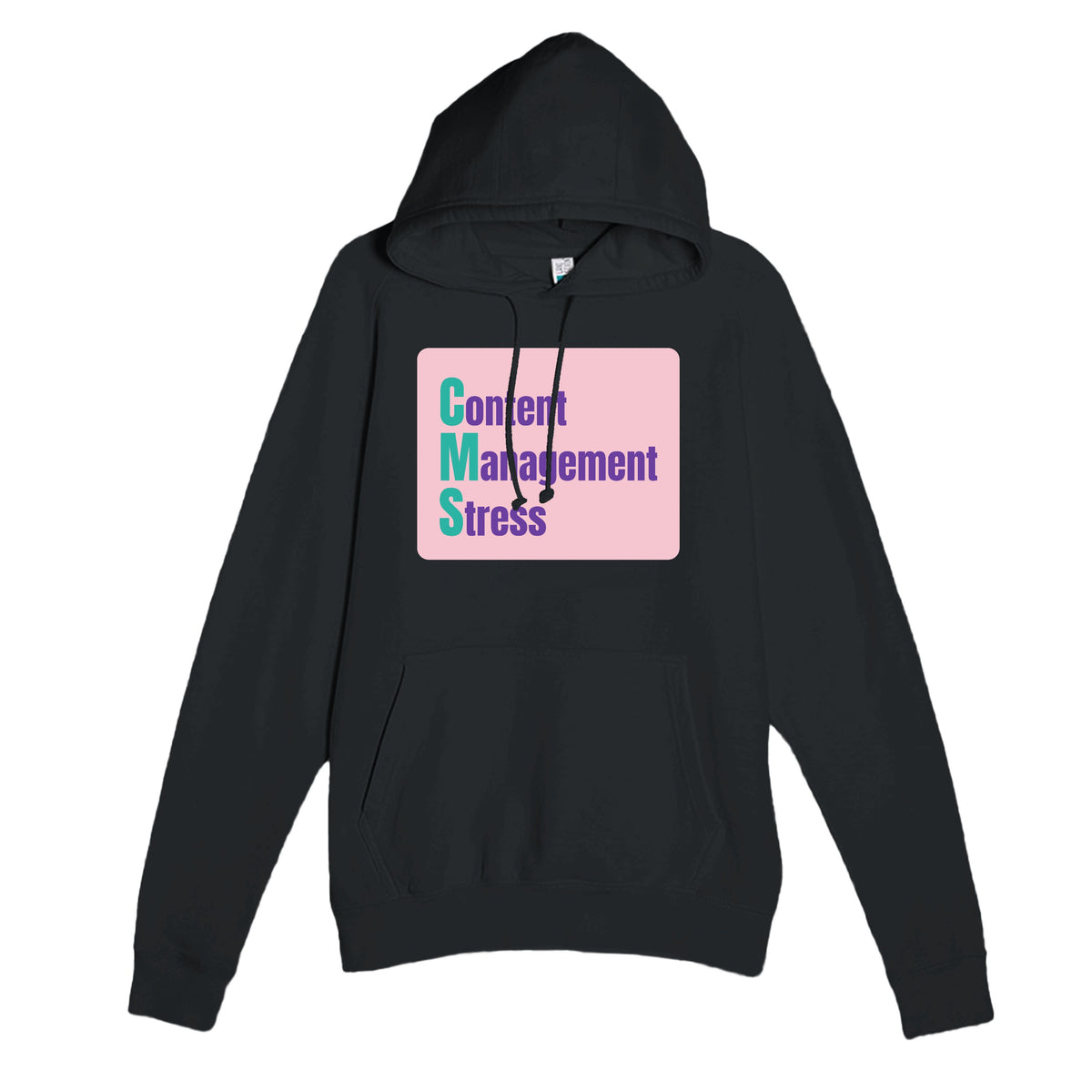 Content Management Stress — funny black unisex hoodie
