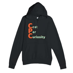 Cost Per Curiosity — funny black unisex hoodie