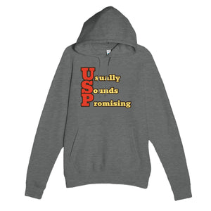 Usually Sounds Promising — funny graphite heather unisex hoodie