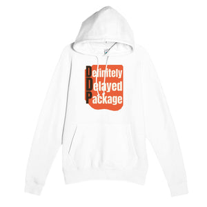 Definitely Delayed Package — funny white unisex hoodie