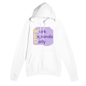Work Expands Daily — funny white unisex hoodie