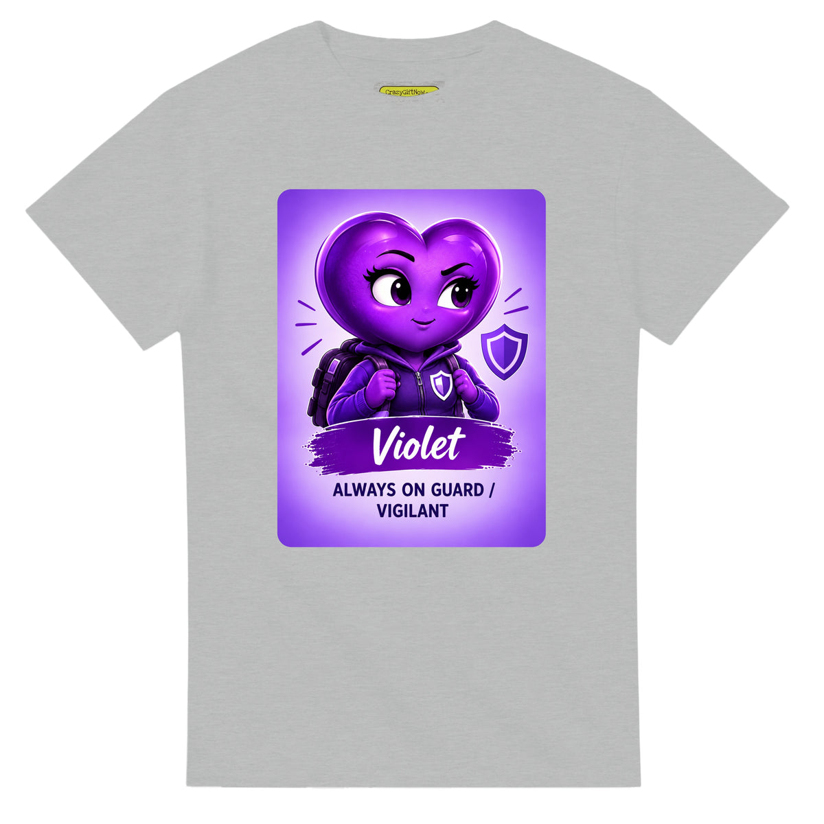 Violet: The Protector heart for veteran hypervigilance awareness — ash unisex t-shirt