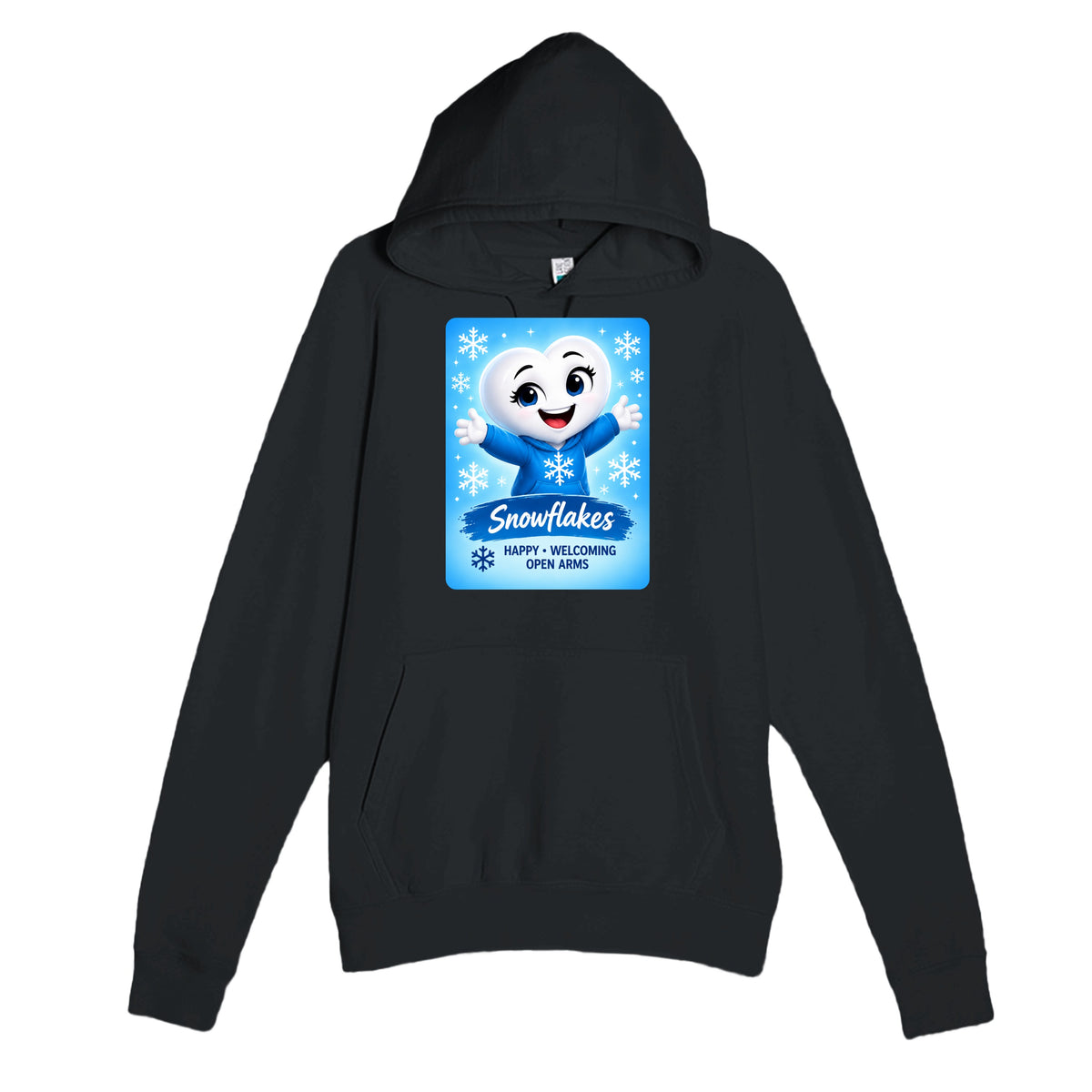 Snowflakes: The Connector heart for veteran connection and belonging awareness — black unisex hoodie