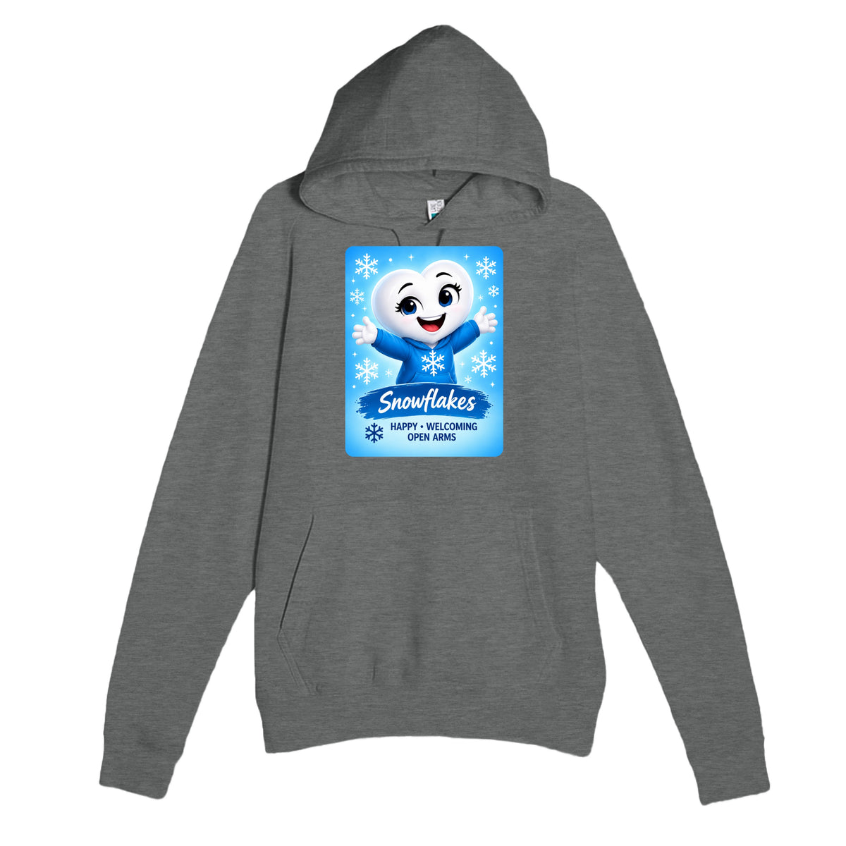 Snowflakes: The Connector heart for veteran connection and belonging awareness — graphite heather unisex hoodie