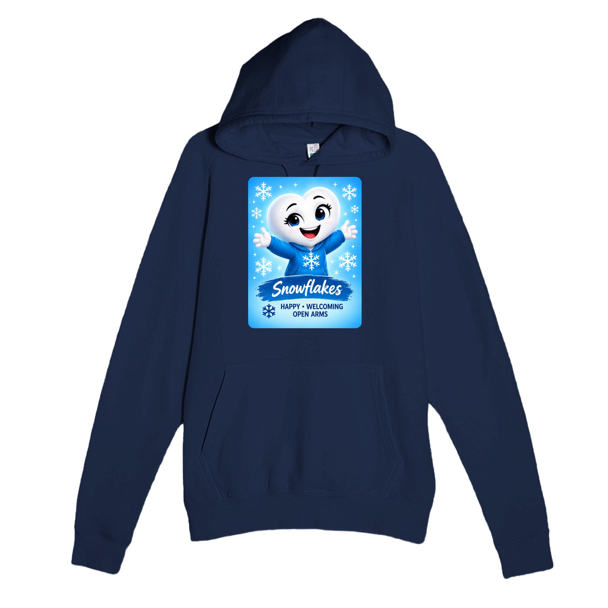 Snowflakes: The Connector heart for veteran connection and belonging awareness — navy unisex hoodie