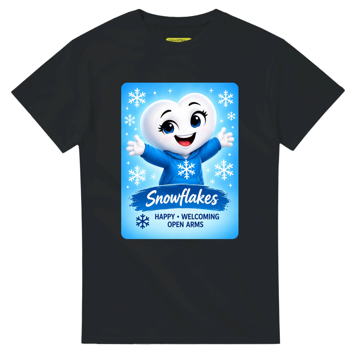 Snowflakes: The Connector heart for veteran connection and belonging awareness — black unisex t-shirt