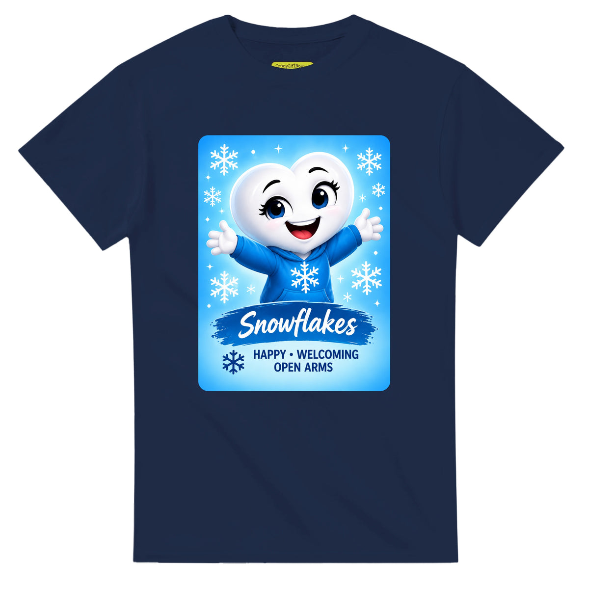 Snowflakes: The Connector heart for veteran connection and belonging awareness — navy unisex t-shirt