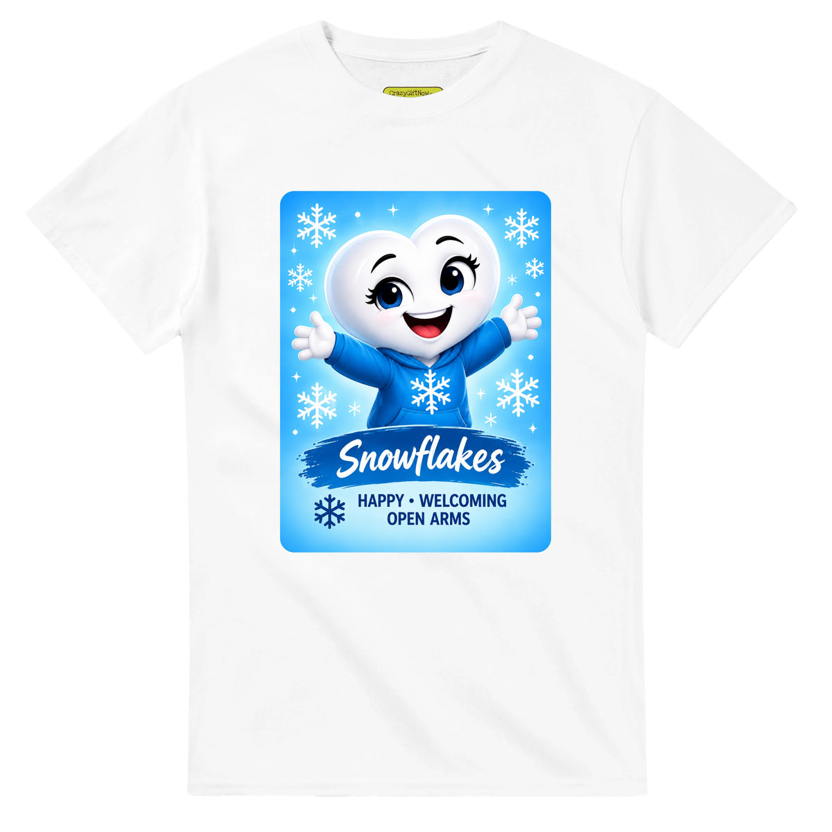 Snowflakes: The Connector heart for veteran connection and belonging awareness — white unisex t-shirt