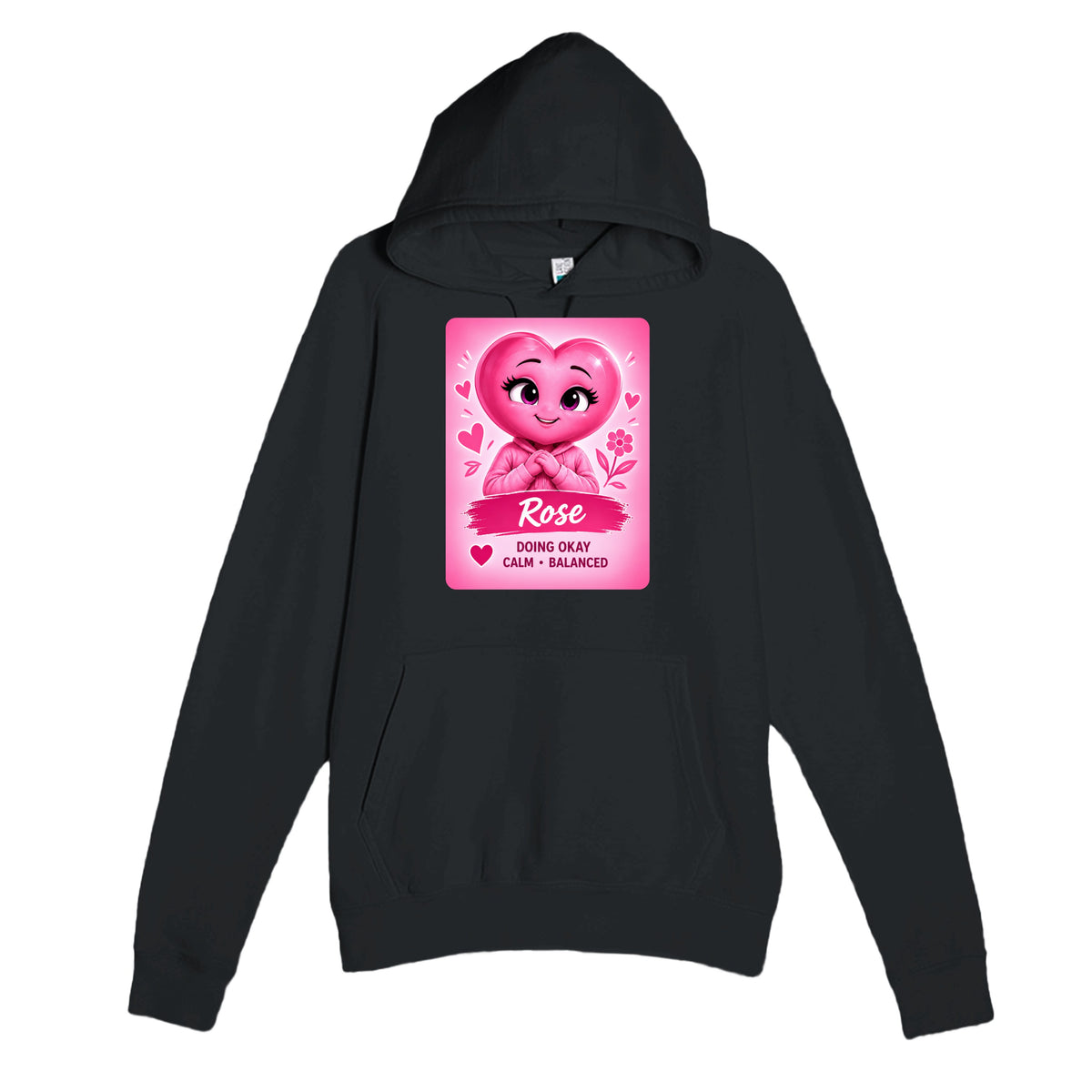 Rose: The Anchor heart for veteran calm and balance awareness — black unisex hoodie