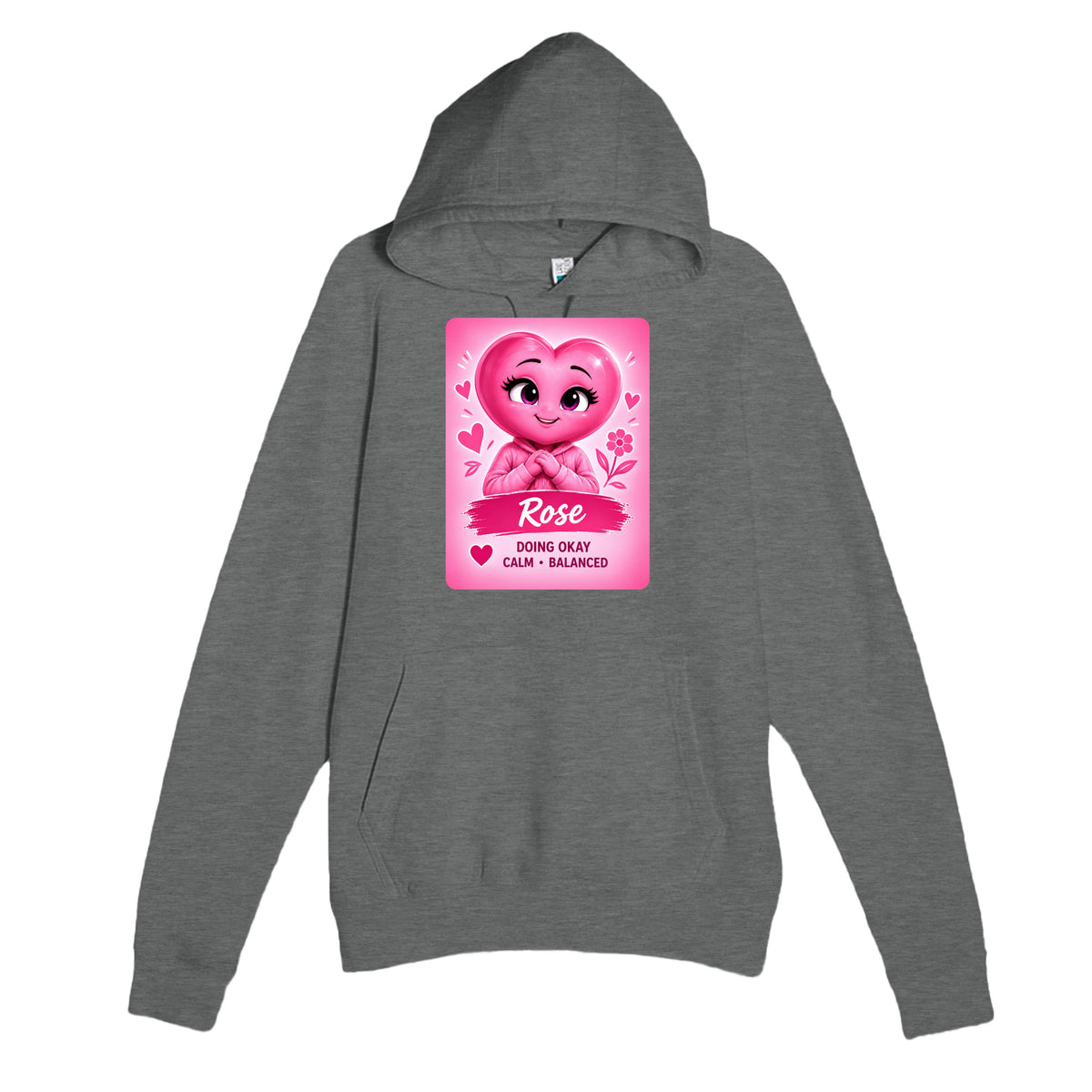 Rose: The Anchor heart for veteran calm and balance awareness — graphite heather unisex hoodie