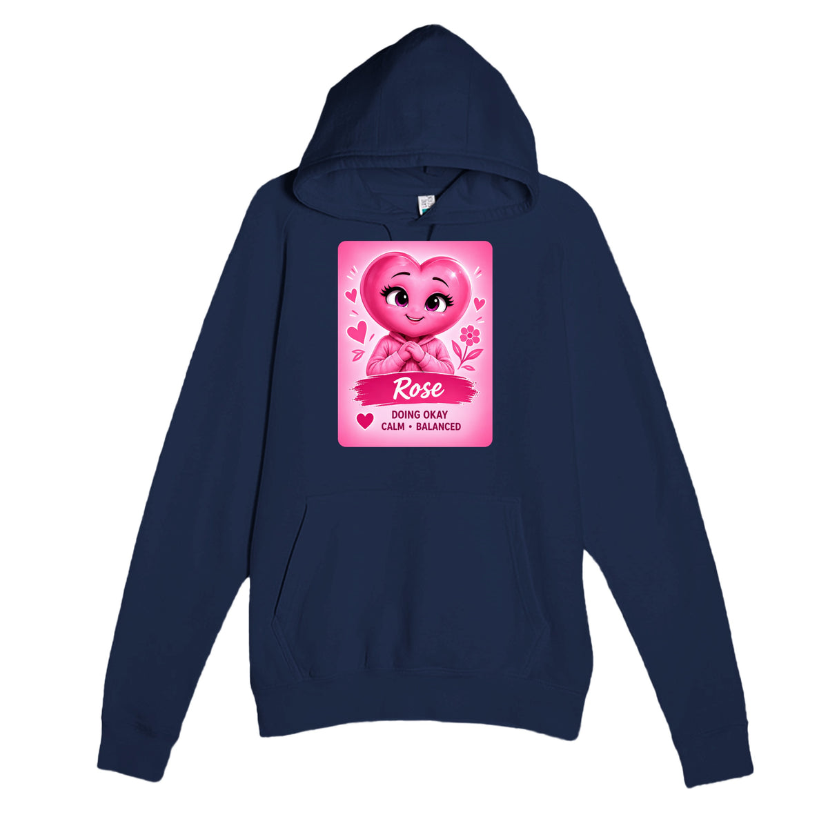 Rose: The Anchor heart for veteran calm and balance awareness — navy unisex hoodie