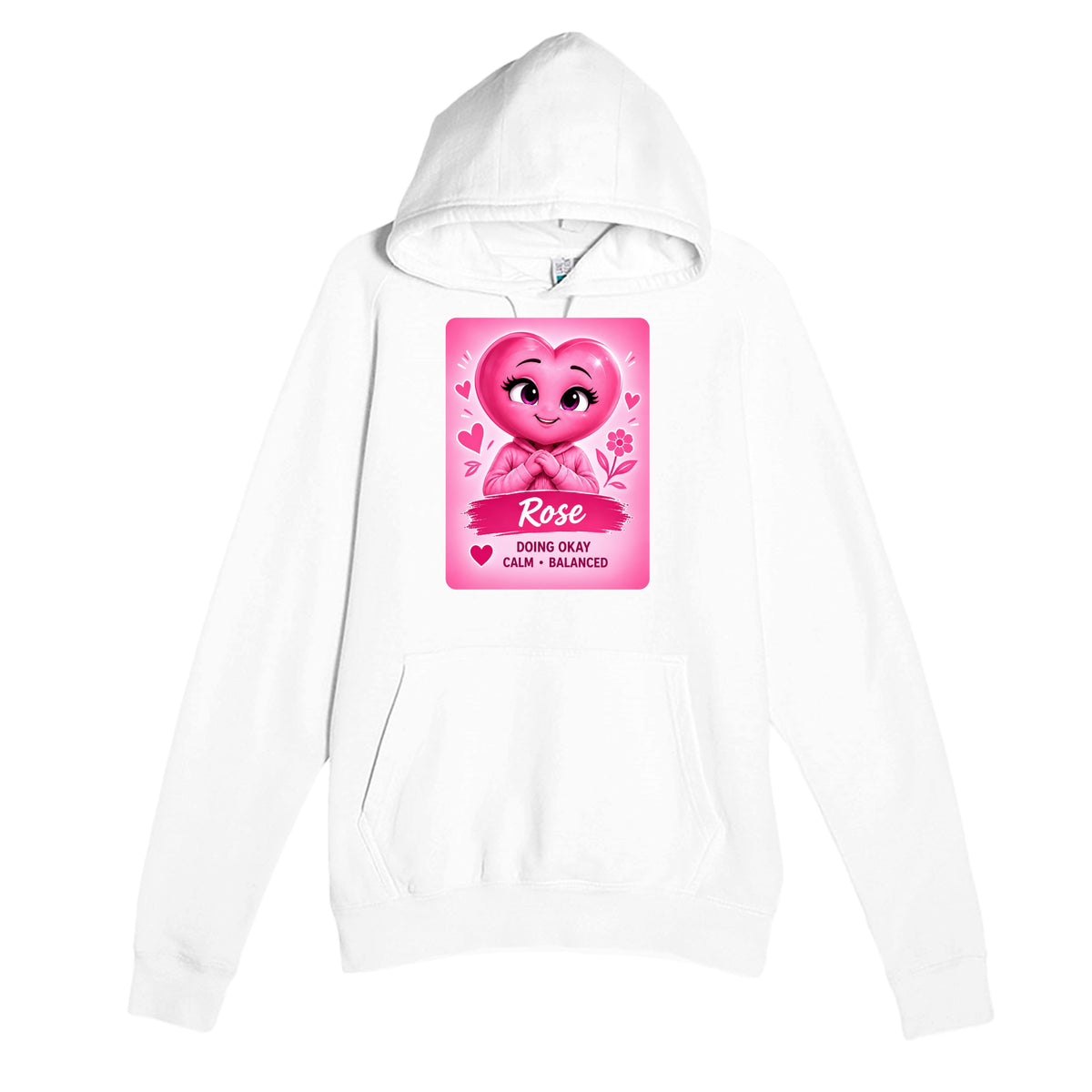 Rose: The Anchor heart for veteran calm and balance awareness — white unisex hoodie