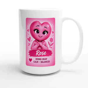 Rose: The Anchor heart for veteran calm and balance awareness — 15oz white coffee mug