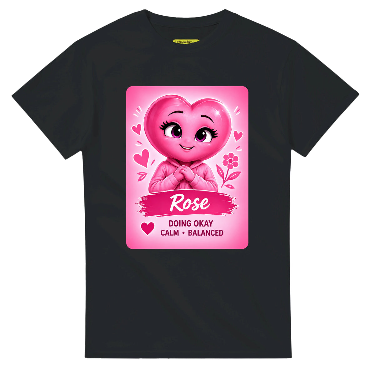 Rose: The Anchor heart for veteran calm and balance awareness — black unisex t-shirt