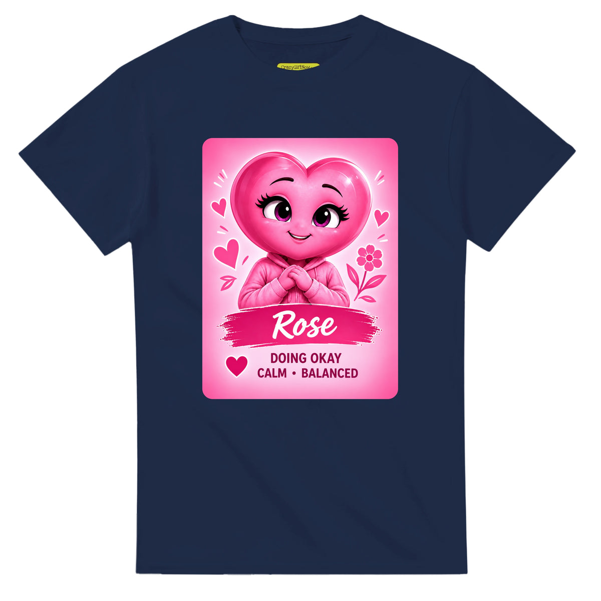 Rose: The Anchor heart for veteran calm and balance awareness — navy unisex t-shirt