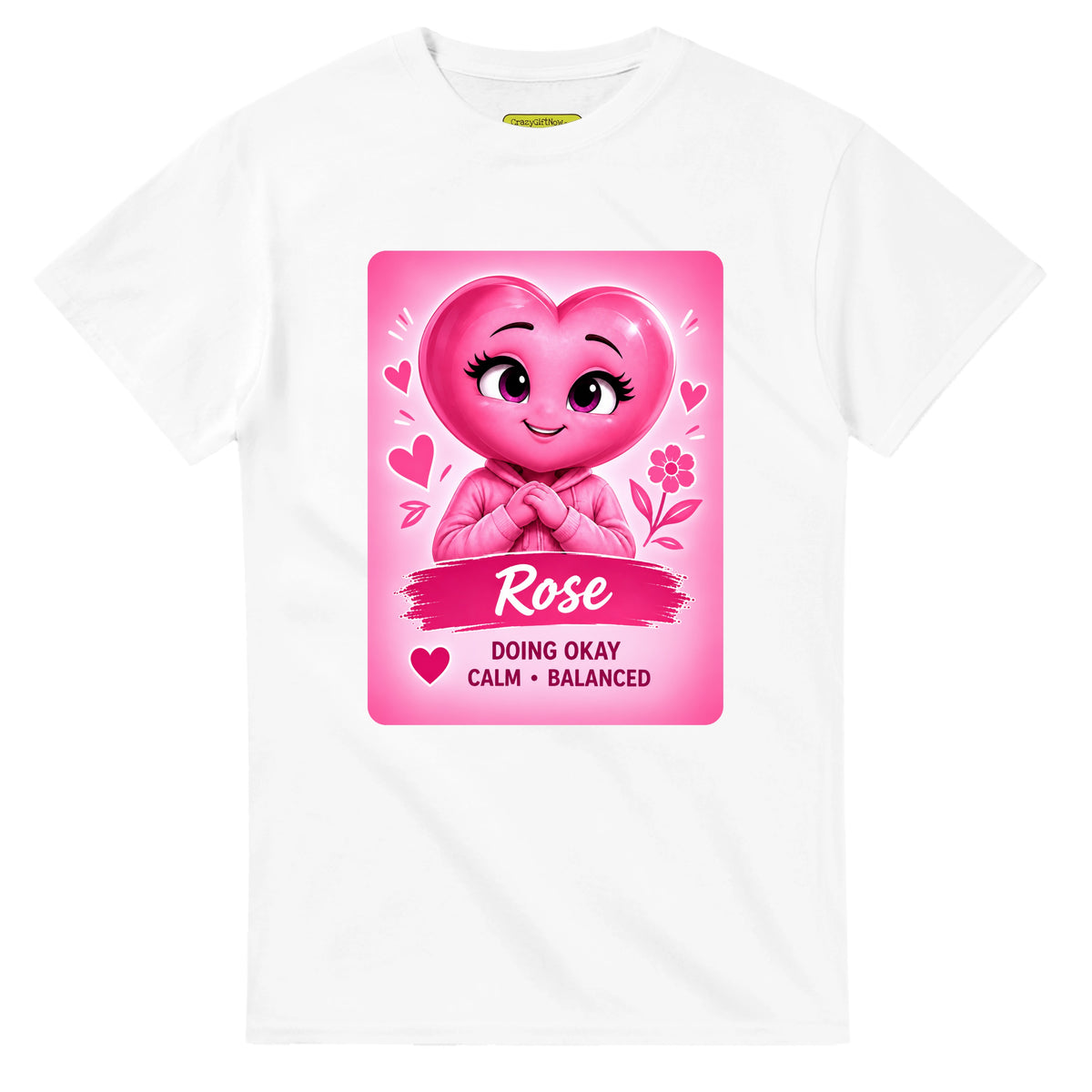 Rose: The Anchor heart for veteran calm and balance awareness — white unisex t-shirt