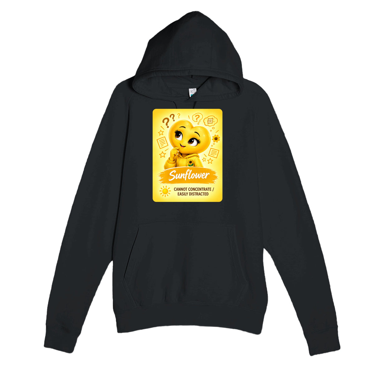Sunflower: The Explorer heart for veteran restless distraction awareness — black unisex hoodie