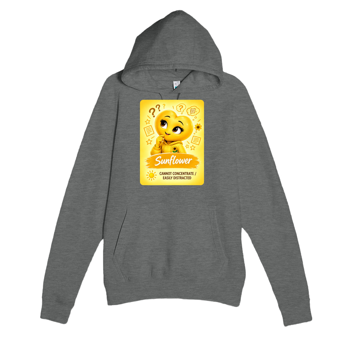 Sunflower: The Explorer heart for veteran restless distraction awareness — graphite heather unisex hoodie