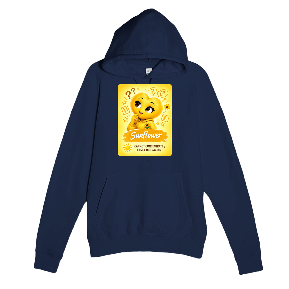 Sunflower: The Explorer heart for veteran restless distraction awareness — navy unisex hoodie