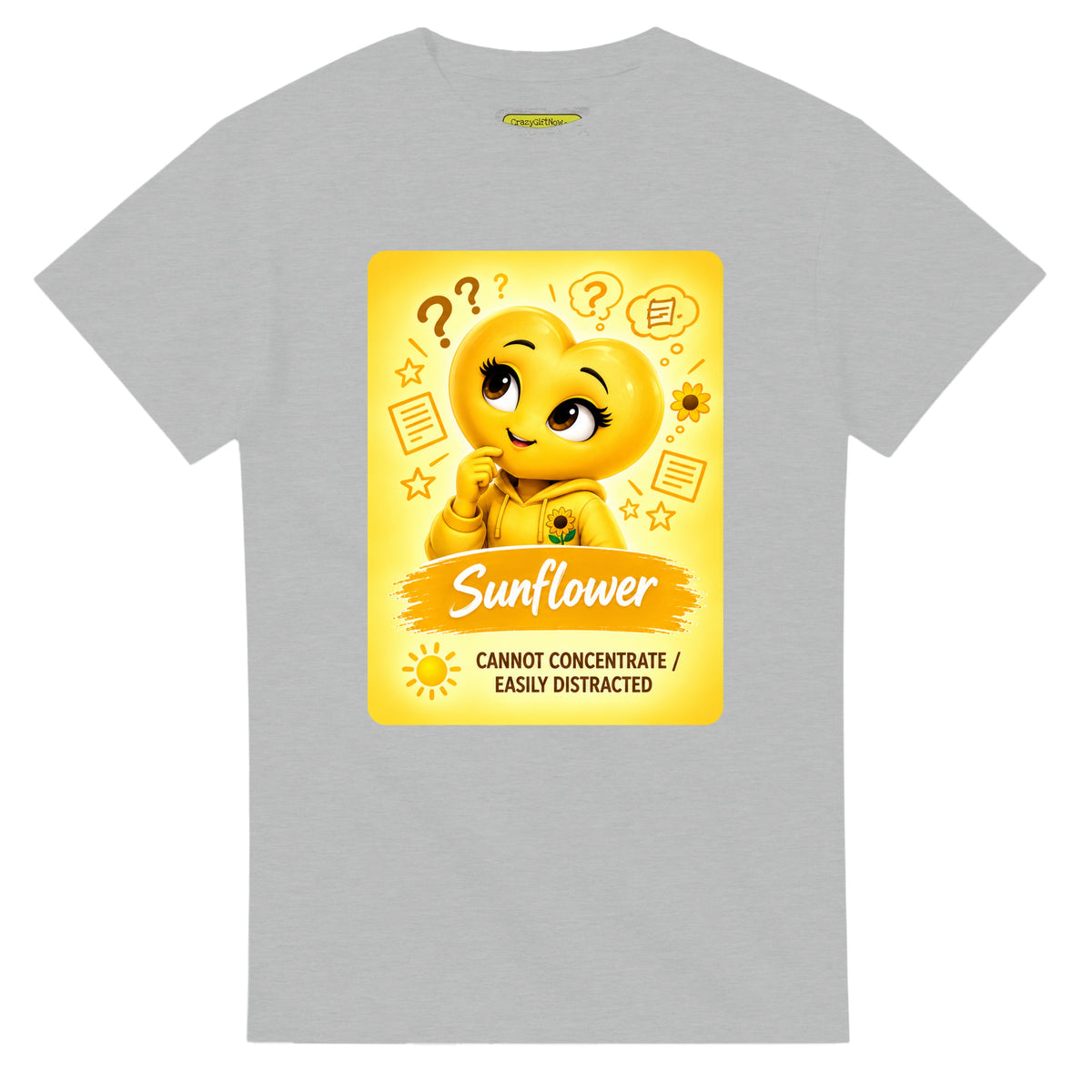Sunflower: The Explorer heart for veteran restless distraction awareness — ash unisex t-shirt