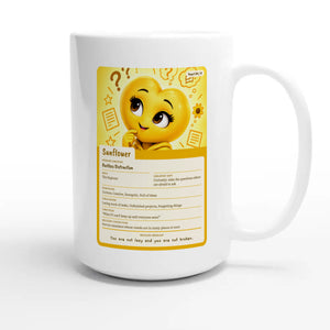 Sunflower: The Explorer heart card for veteran restless distraction awareness — 15oz white coffee mug