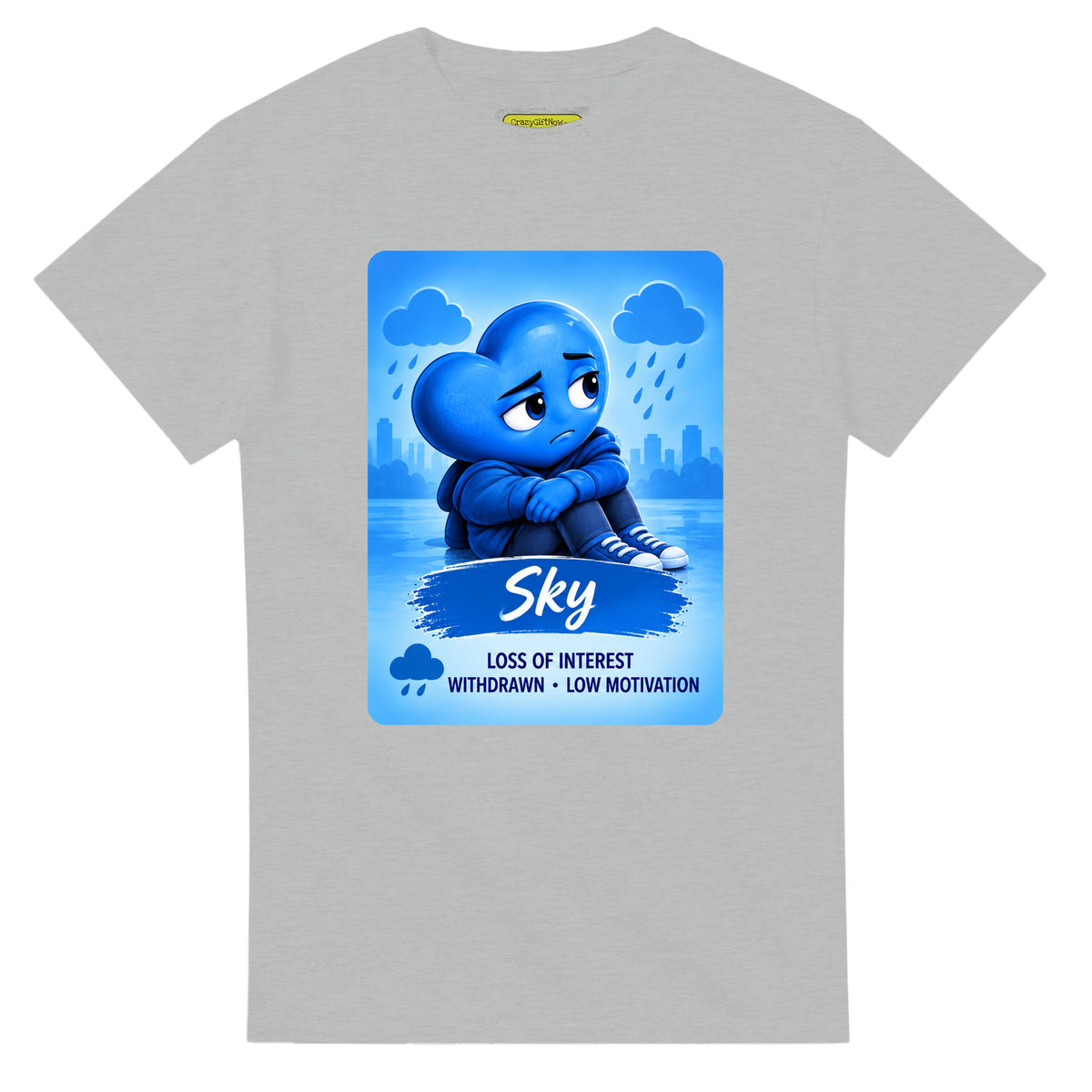Sky: The Quiet Observer heart for veteran low motivation and withdrawal awareness — ash unisex t-shirt