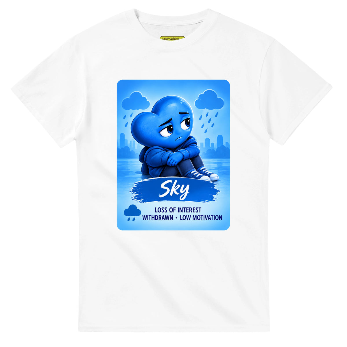 Sky: The Quiet Observer heart for veteran low motivation and withdrawal awareness — white unisex t-shirt