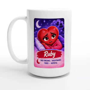 Ruby: The Night Dreamer heart for veteran nighttime fear and exhaustion awareness — 15oz coffee mug, other side