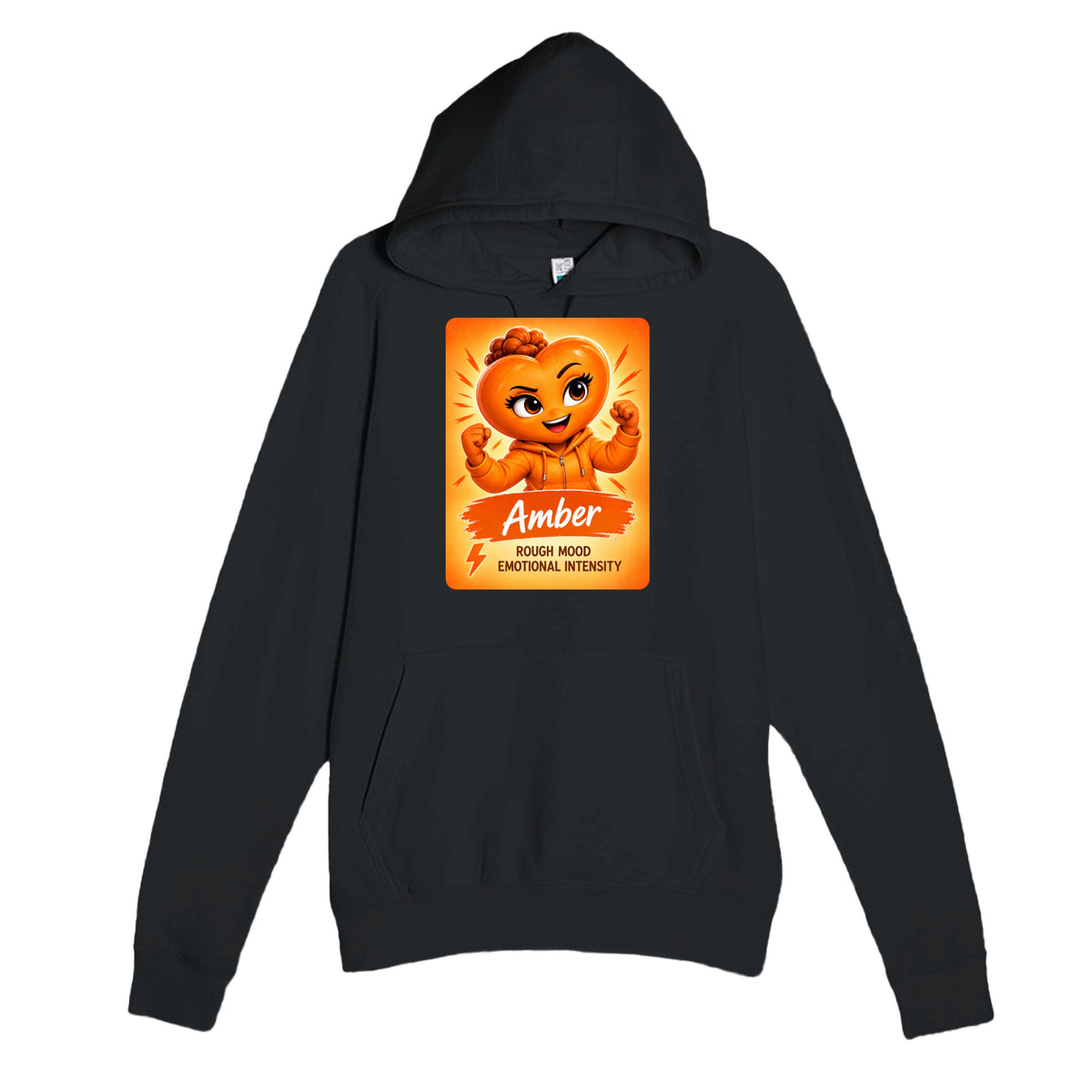 Amber: The Fire heart for veteran anger and emotional intensity awareness — black unisex hoodie