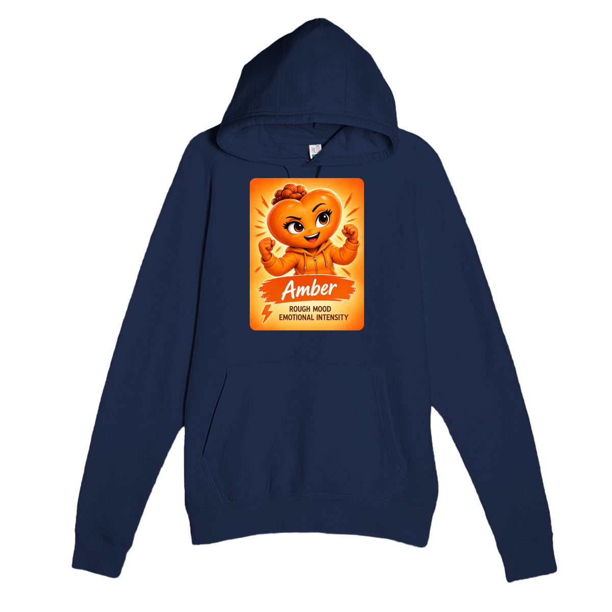 Amber: The Fire heart for veteran anger and emotional intensity awareness — navy unisex hoodie