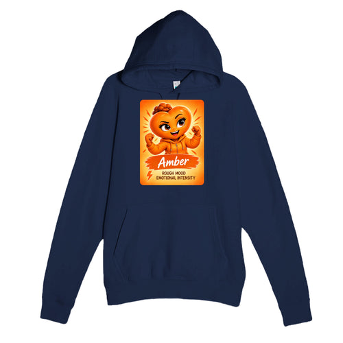 Amber: The Fire heart for veteran anger and emotional intensity awareness — navy unisex hoodie
